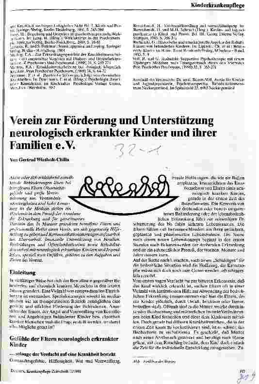 Vorschauseite 1: Verein zur Förderung und Unterstützung neurologisch erkrankter Kinder und ihrer Familien e.V.