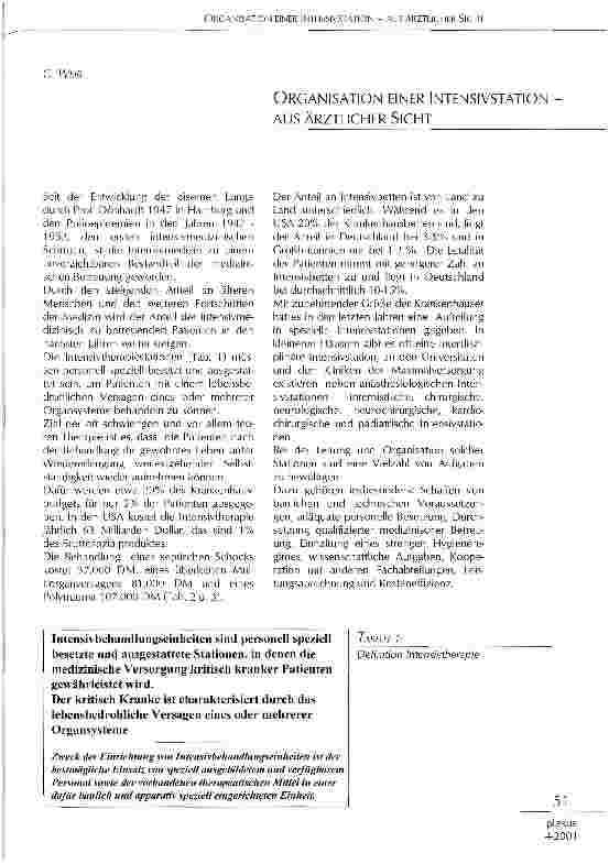 Vorschauseite 1: Organisation einer Intensivstation - aus ärztlicher Sicht