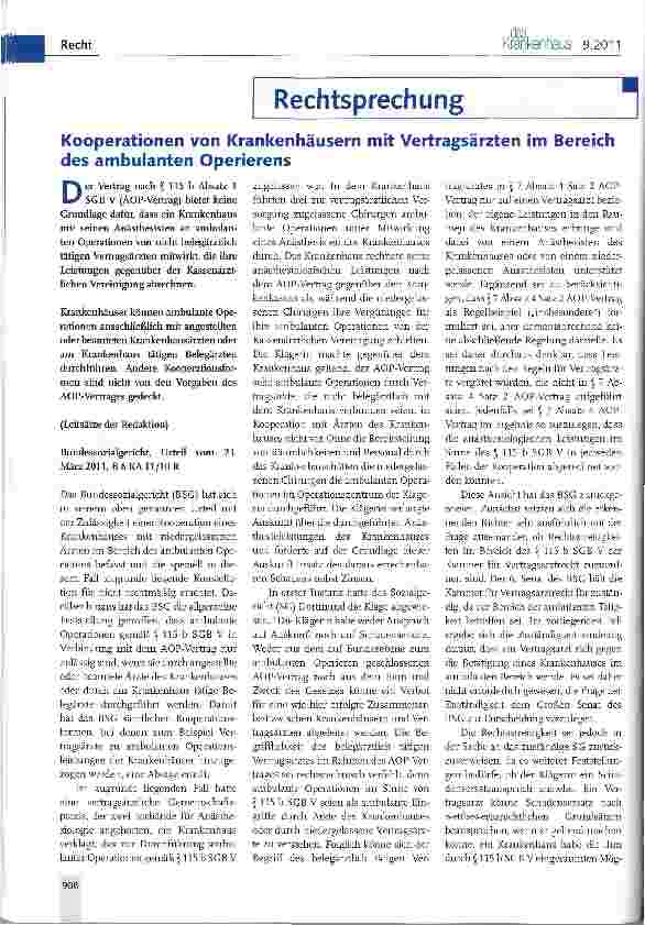 Vorschauseite 1: Kooperationen von Krankenhäusern mit Vertragsärzten im Bereich des ambulanten Operierens