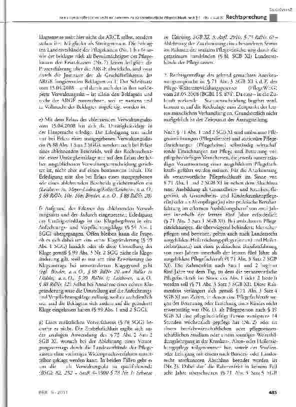 Vorschauseite 6: Kein subjektiv-öffentliches Recht auf Anerkennung als verantwortliche Pflegefachkraft nach § 71 Abs. 3 SGB XI SGB XI § 71 Abs. 3, § 72; CG Art. 12