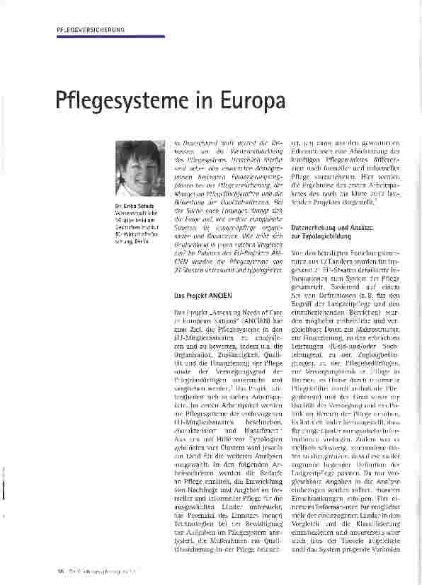 Vorschauseite 1: Pflegesysteme in Europa