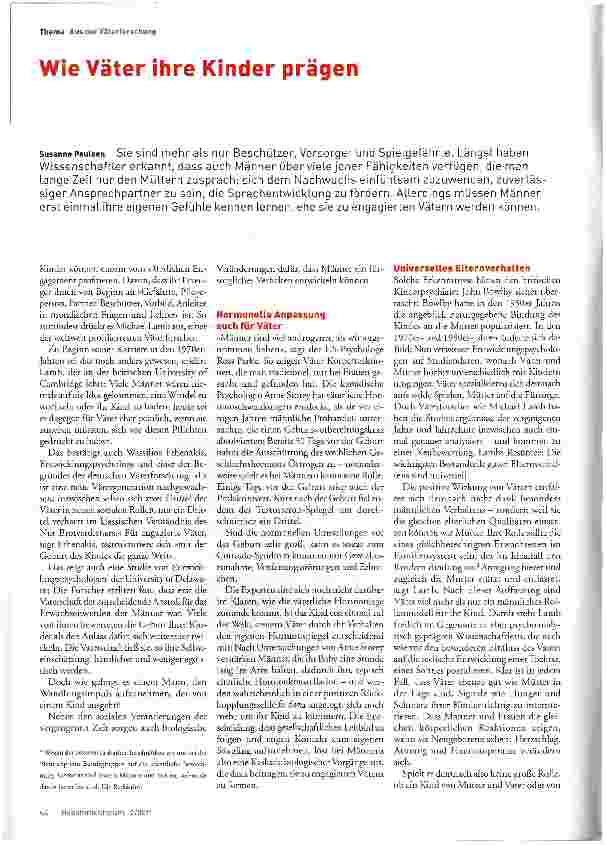 Vorschauseite 1: Thema Aus der VäterforschungWie Väter ihre Kinder prägen