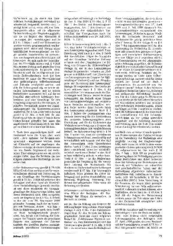 Vorschauseite 2: Zu den Pflichten des Heimträgers BGB § 1896 Abs. 2 Satz 2, § 1901 Abs.lü HeimG § 5 Abs. 6, § 13 Abs. 1 Nr. 10; WBVGg 15 Abs. 2; SGB XII § 35 Abs. 2 Satz 1, §§ 53, 54, 61