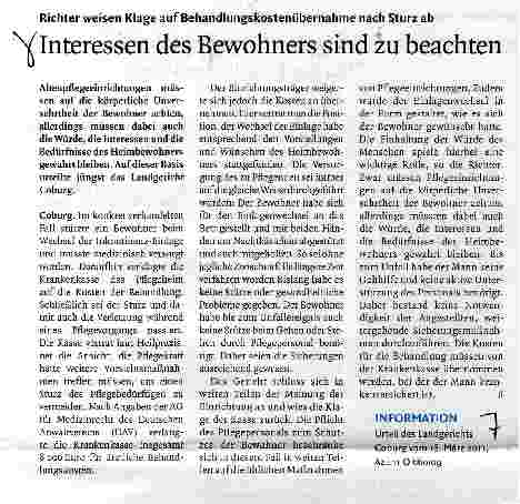 Vorschauseite 1: Interessen des Bewohners sind zu beachten