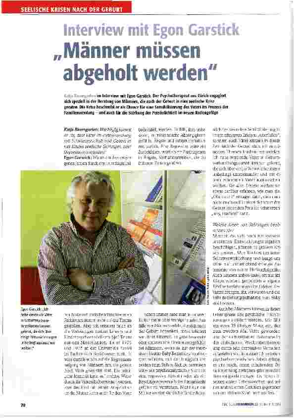 Vorschauseite 1: Interview mit Egon Garstick Männer müssen abgeholt werden