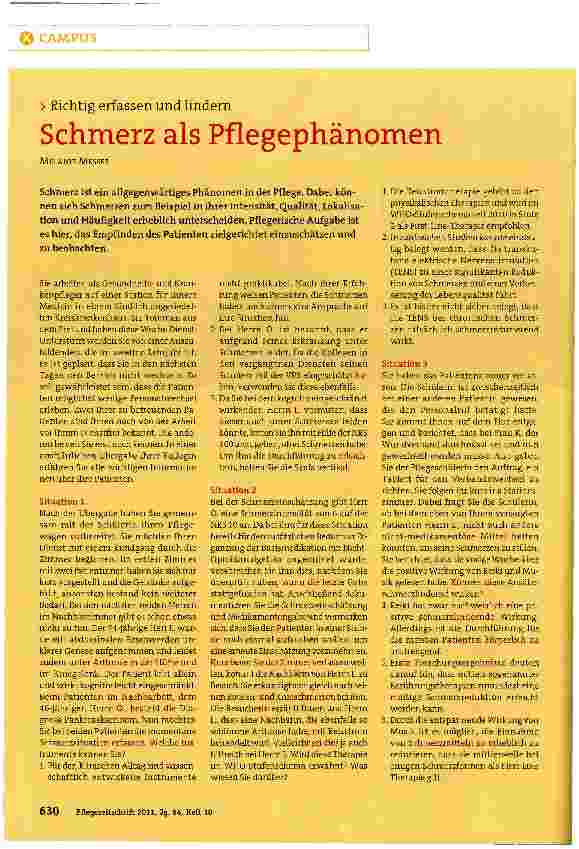Vorschauseite 1: Schmerz als Pflegephänomen