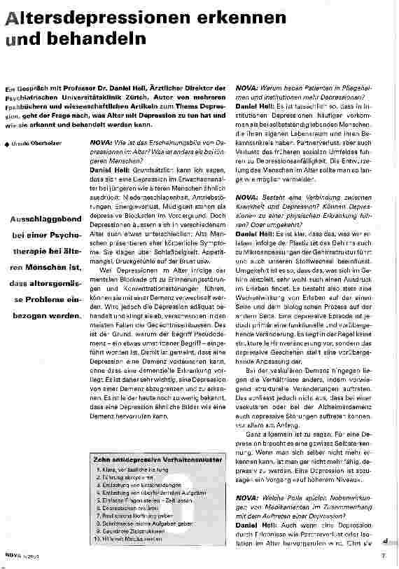 Vorschauseite 1: Altersdepressionen erkennen und behandeln