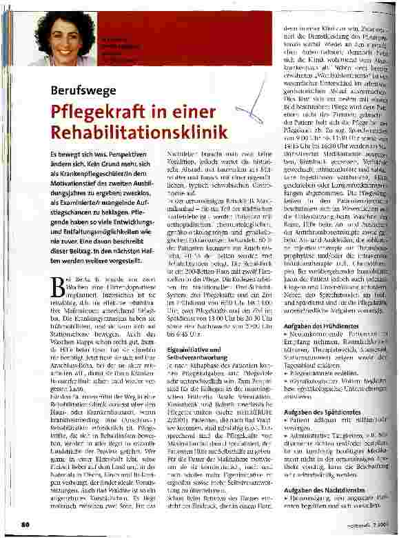 Vorschauseite 1: Pflegekraft in einer Rehabilitationsklinik Berufswege
