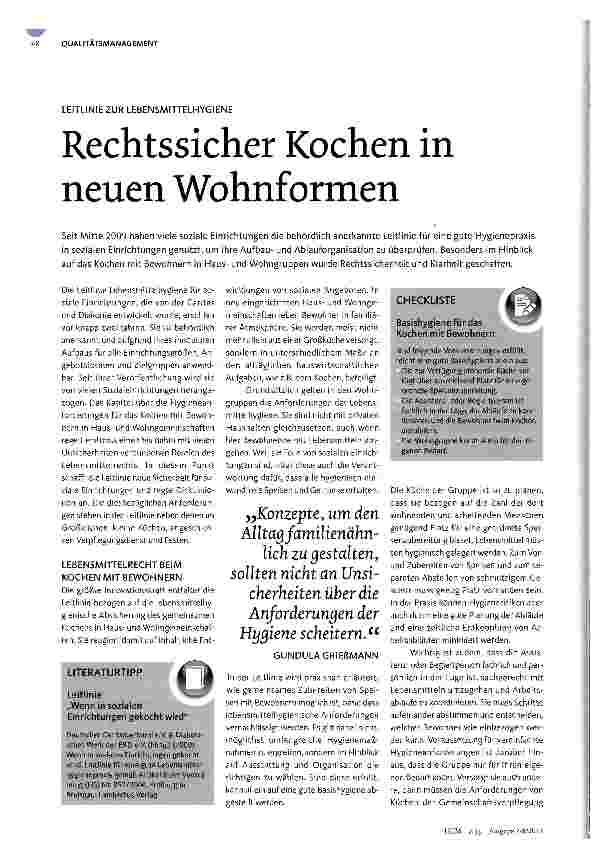 Vorschauseite 1: Rechtssicher Kochen in neuen Wohnformen
