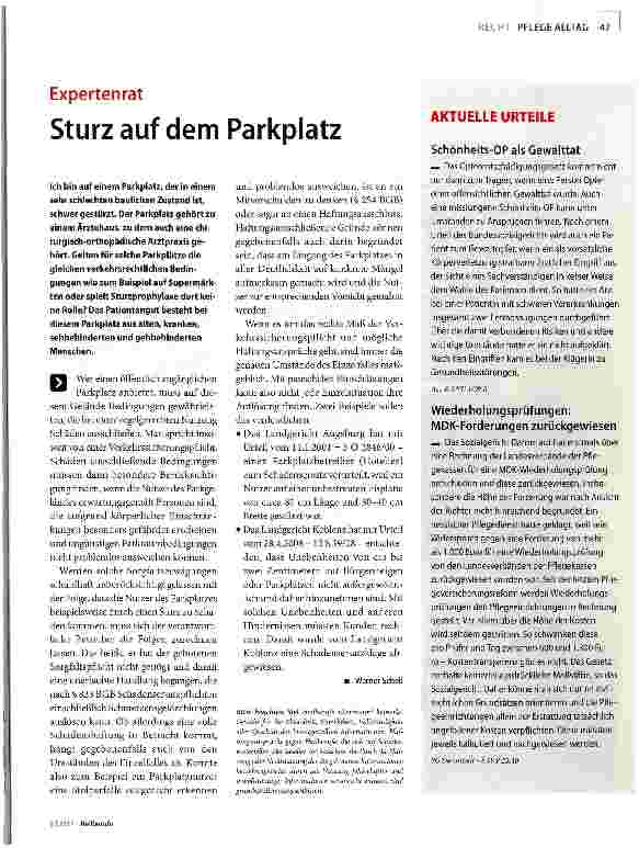 Vorschauseite 1: Sturz auf dem Parkplatz