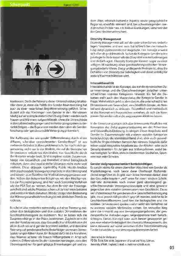 Vorschauseite 2: Gender und Diversity: Wie weiter in der Gesundheitsversorgung?