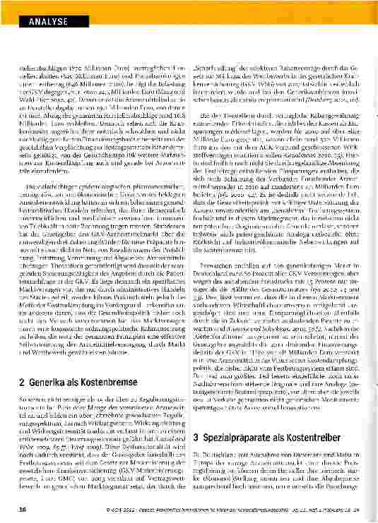 Vorschauseite 2: Arzneimittel-Innovationen im Visier der KostendämpfungspolitikDas AMNOG: seine Chancen, Risiken und Nebenwirkungen