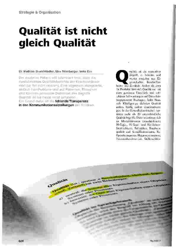 Vorschauseite 1: Qualität ist nicht gleich Qualität