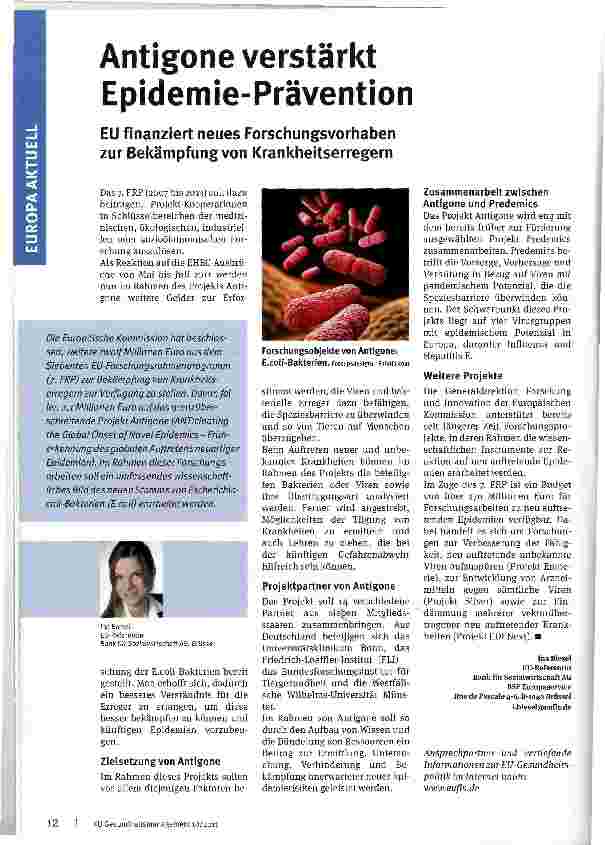 Vorschauseite 1: Antigone verstärkt Epidemie-Prävention
