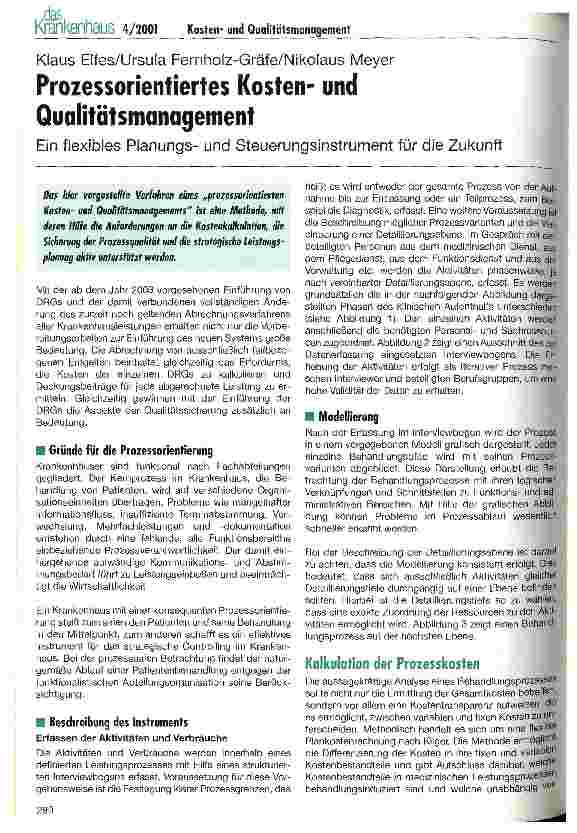 Vorschauseite 1: Prozessorientiertes Kostenund Qualitätsmanagement