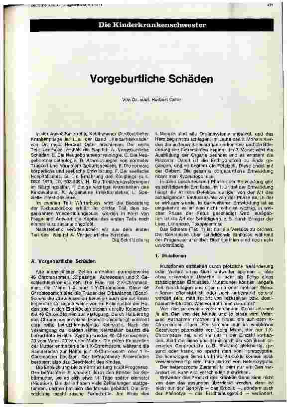 Vorschauseite 1: Vorgeburtliche Schäden