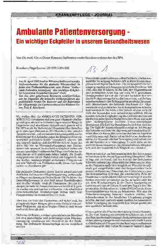 Vorschauseite 1: Ambulante Patientenversorgung - ein wichtiger Eckpfeiler in unserem Gesundheitssystem