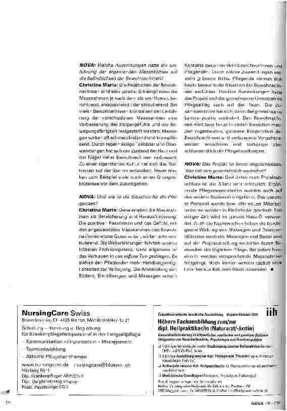 Vorschauseite 3: Bereicherung und Herausforderung für die Pflegenden