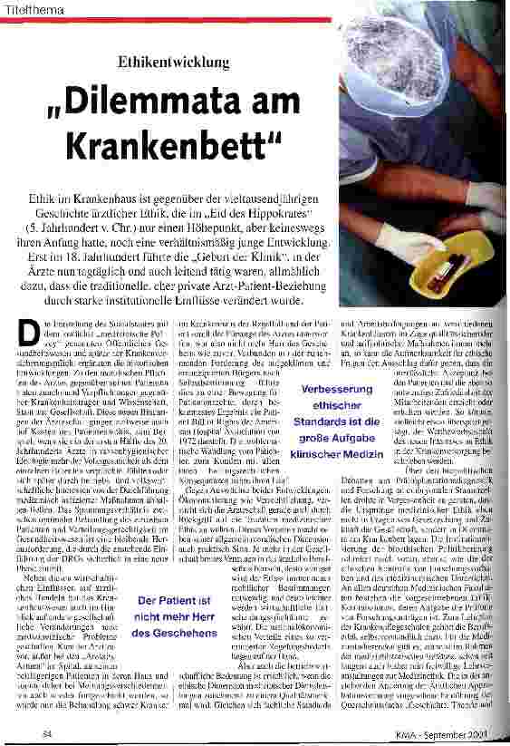 Vorschauseite 1: Dilemmata am Krankenbett Ethikentwicklung