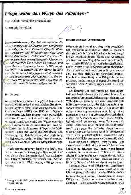 Vorschauseite 1: Pflege wider den Willen des Patienten?