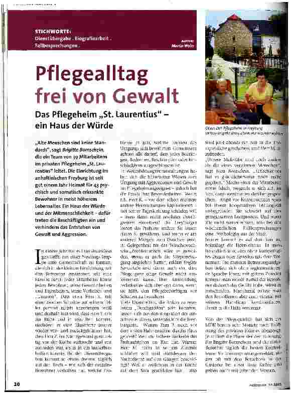 Vorschauseite 1: Pflegealltag frei von Gewalt Das Pflegeheim St. Laurentius - ein Haus der Würde