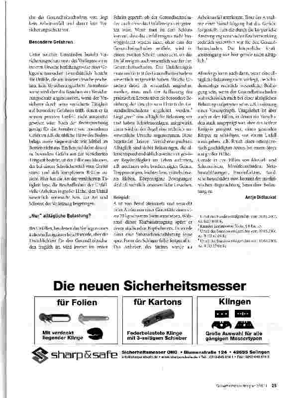 Vorschauseite 2: Lexikon der Unfallversicherung: Innere Ursache - GelegenheitsursacheVorschädigung muss nachgewiesen werden