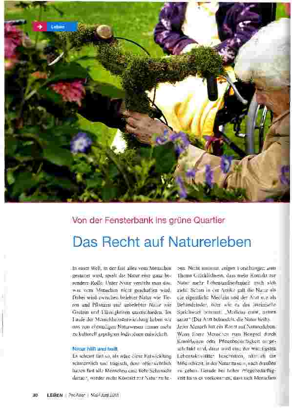 Vorschauseite 1: Von der Fensterbank ins grüne Quartier Das Recht auf Naturerleben
