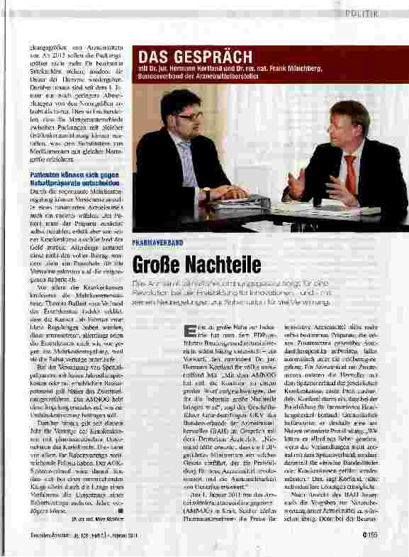 Vorschauseite 2: ARZNEIMITTELMARKTNEUORDNUNGSGESETZ . Nutzen soll den Preis bestimmen