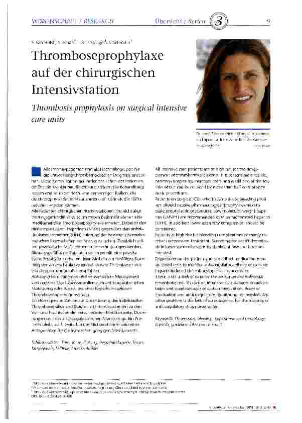 Vorschauseite 1: Thromboseprophylaxe auf der chirurgischen Intensivstation