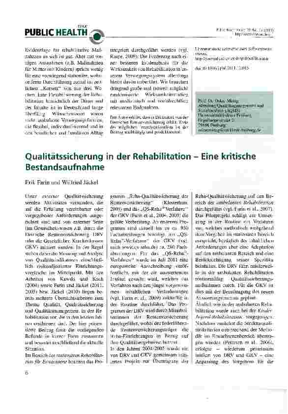 Vorschauseite 3: Evidenzbasierung der medizinischen Rehabilitation (in Deutschland)
