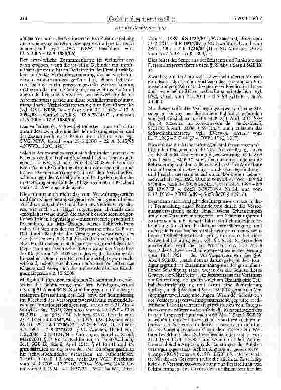 Vorschauseite 3: SGB IX §§2, 69, 91 Abs. 4Sonderkündigungsschutz - außerordentliche Kündigung - Zusammenhang zwischen Kündigungsgrund und Behinderung