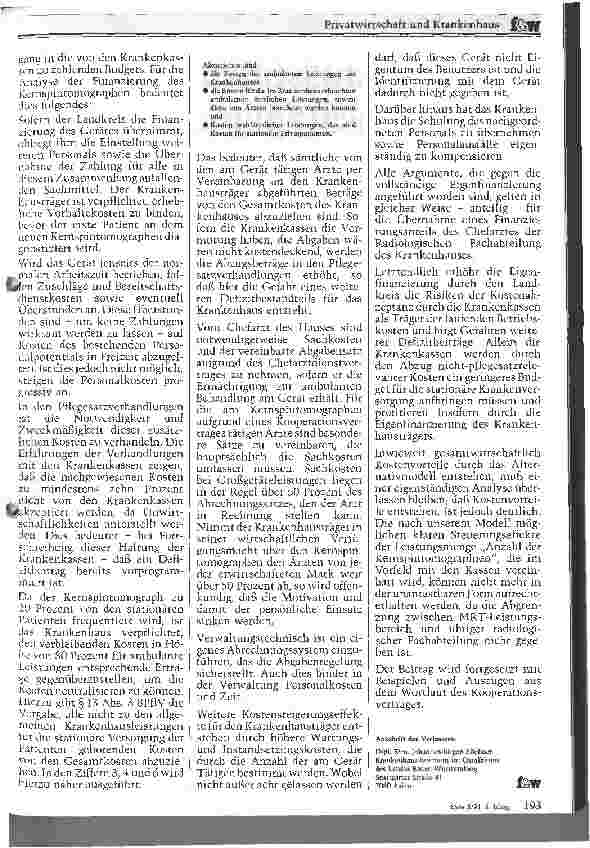 Vorschauseite 5: Privatwirtschaft und Krankenhaus - Gegensatz oder Ergänzung? Ein neuer Weg der Kooperation bei der Großgerätenutzung