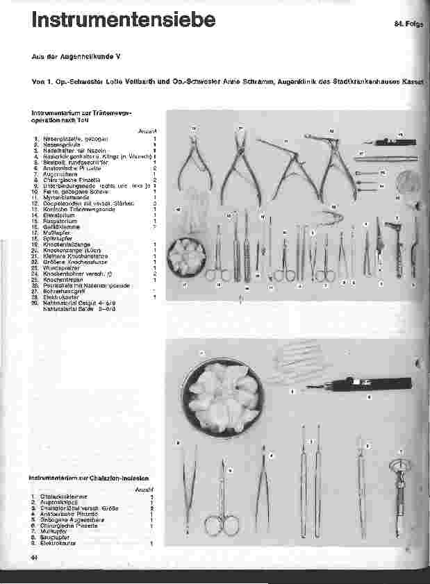 Vorschauseite 1: Instrumentensiebe Aus der Augenheilkunde V 84. Folge