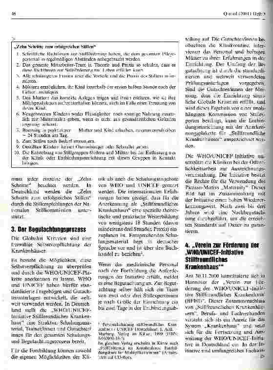 Vorschauseite 2: Qualitätsmanagement im Bereich Stillförderung