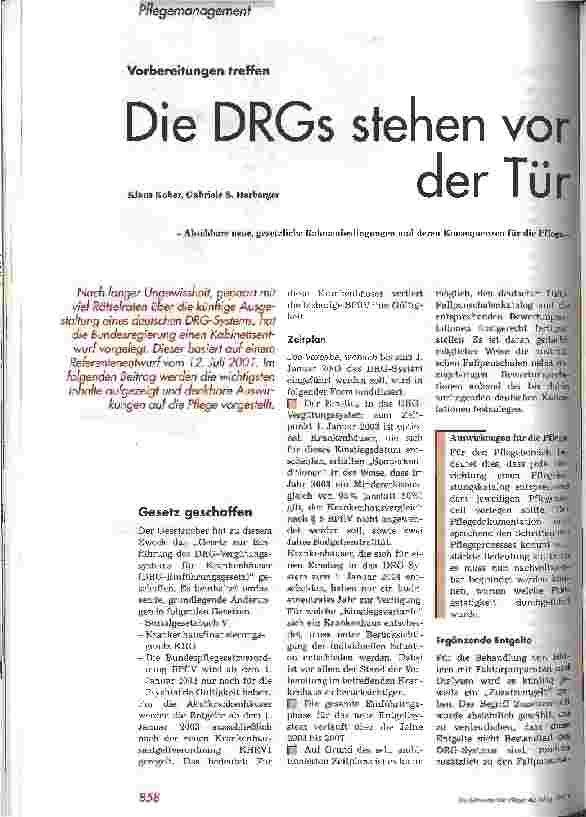 Vorschauseite 1: Die DRGs stehen vor der Tür Vorbereitungen treffen