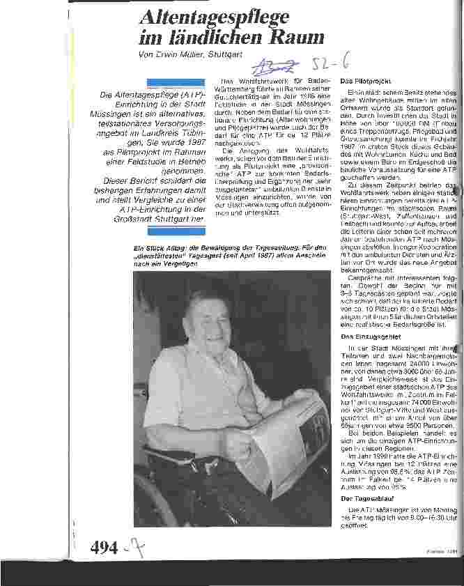 Vorschauseite 1: Altentagspflege im ländlichen Raum