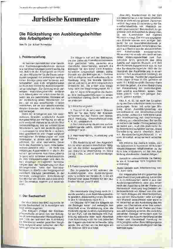 Vorschauseite 1: Die Rückzahlung von Ausbildungsbeihilfen des Arbeitgebers