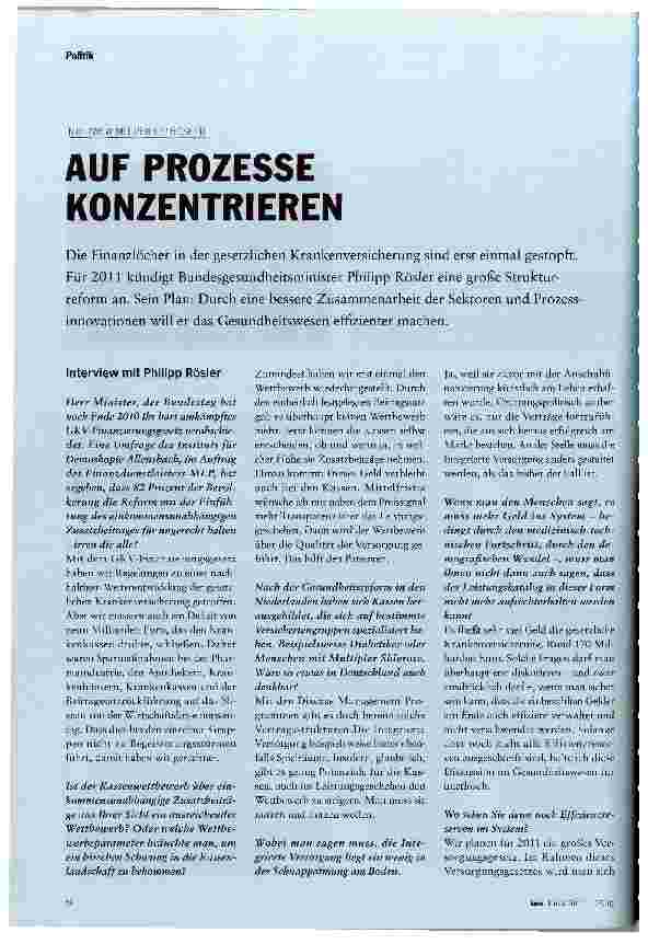 Vorschauseite 2: INTERVIEW MIT PHILIPP RÖSLERAUF PROZESSE KONZENTRIEREN