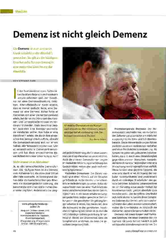 Vorschauseite 1: Demenz ist nicht gleich Demenz