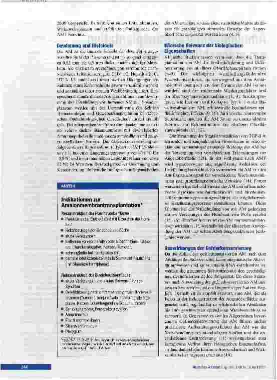 Vorschauseite 2: Amnionmembrantransplantation am menschlichen Auge