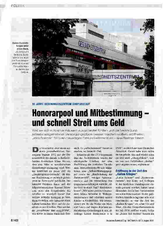Vorschauseite 1: Honorarpool und Mitbestimmung und schnell Streit ums Geld