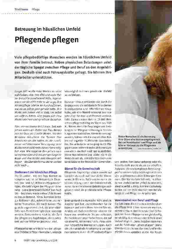 Vorschauseite 1: Pflegende pflegen