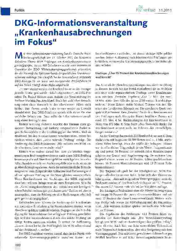 Vorschauseite 1: DKG-Informationsveranstaltung „Krankenhausabrechnungen im Fokus