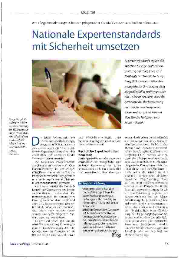 Vorschauseite 1: Nationale Expertenstandards mit Sicherheit umsetzen