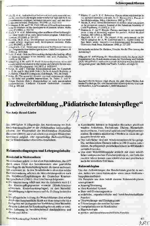Vorschauseite 1: Fachweiterbildung Pädiatrische Intensivpflege