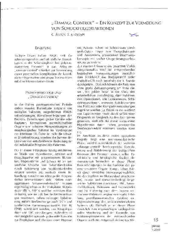 Vorschauseite 1: Damage Control - Ein Konzept zur Vermeidung von Schockfolgereaktionen
