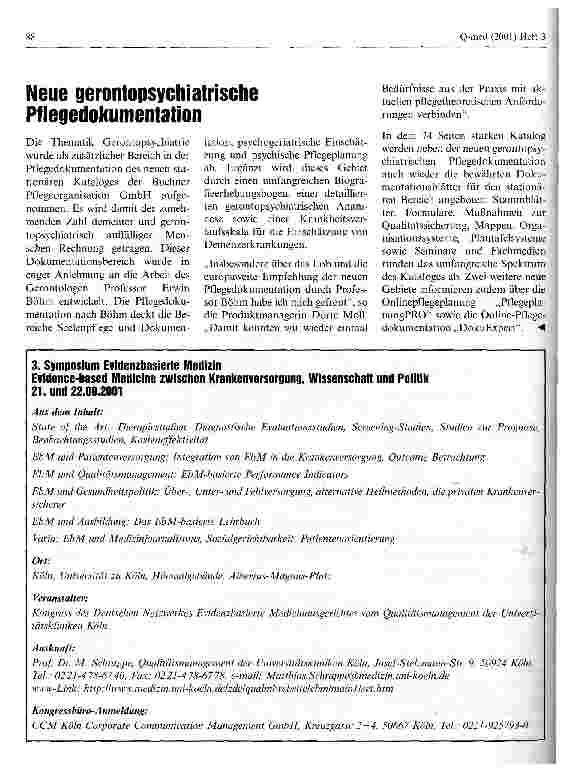 Vorschauseite 1: Neue gerontopsychiatrische Pflegedokumentation