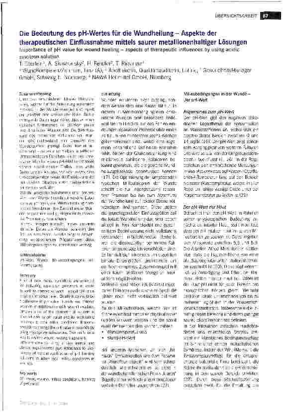 Vorschauseite 1: Die Bedeutung des pH-Wertes für die Wundheilung - Aspekte der therapeutischen Einflussnahme mittels saurer metallionenhaltiger Lösungen