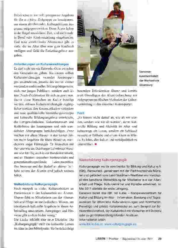 Vorschauseite 4: Kulturteilhabe im Alter