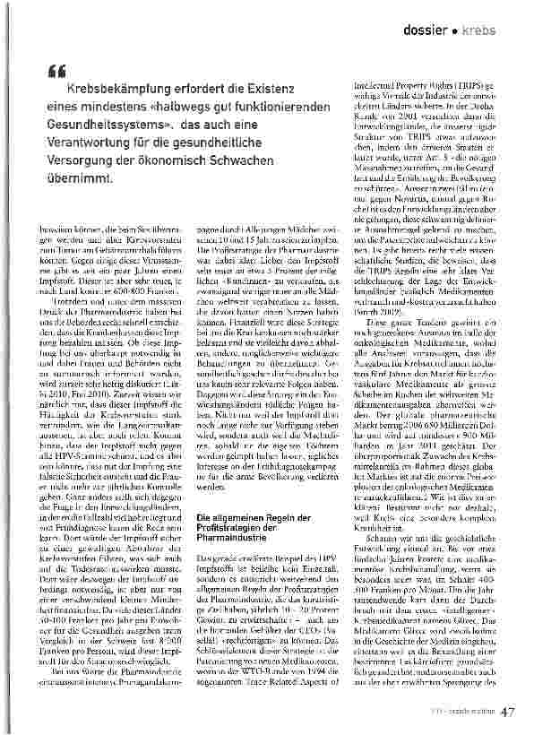 Vorschauseite 5: Pharmaindustrie und globale KrebsbekämpfungProfitstrategien mit schwerwiegenden Folgen in der Dritten Welt